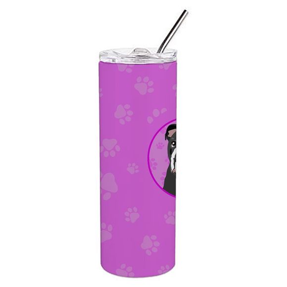 English Bulldog Black and White Stainless Steel 20 oz Skinny Tumbler, Pink - Picture 2 of 4